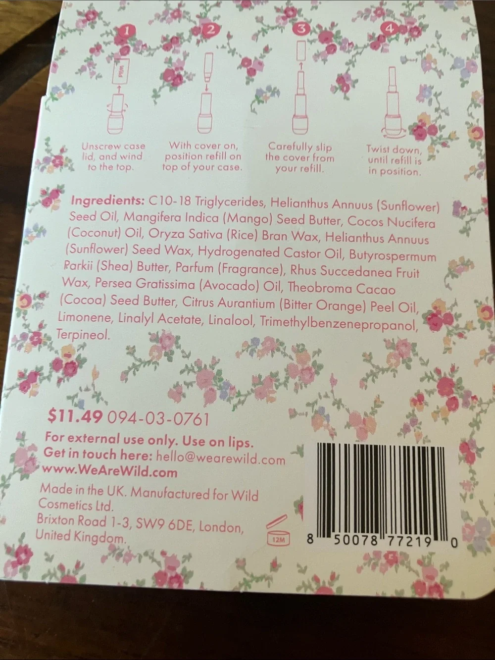 LoveShackFancy x Wild: Pear Blossom Lip Balm Case — White with Pink Floral
